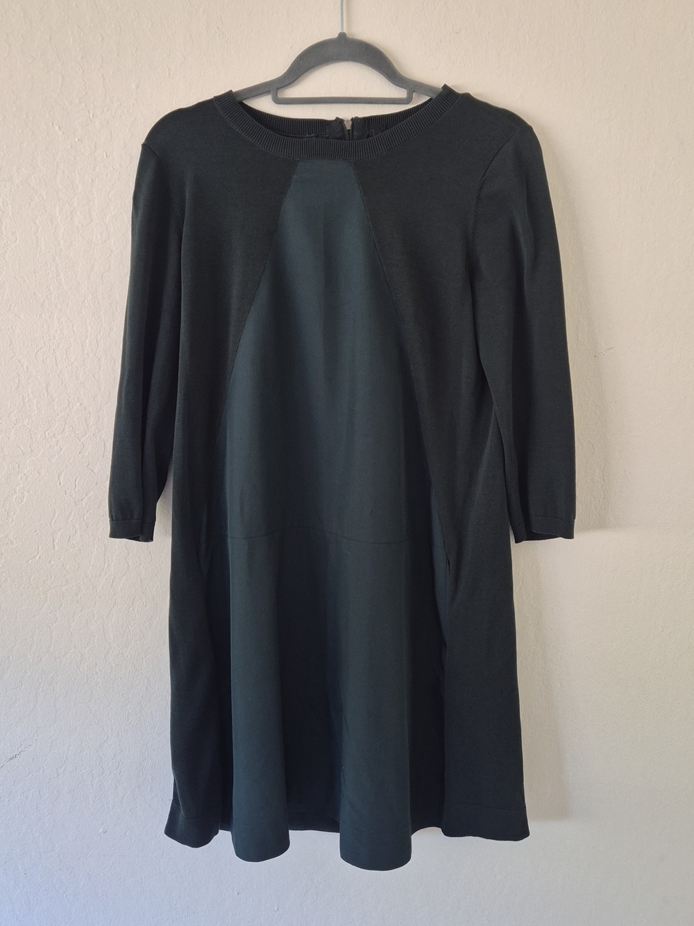COS Dark Green Panel A-Line Long Sleeve Dress Small